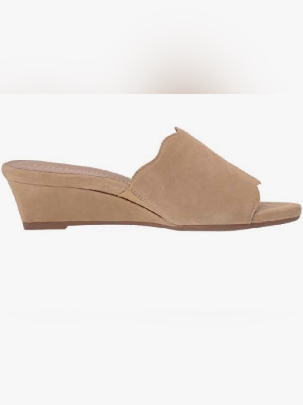Bettye Muller Concept Seema Tan Suede Low Wedge Slide Sandals 7.5 NWOB - Picture 8 of 16